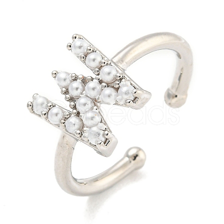 Rack Plating Brass Open Cuff Rings for Women RJEW-F162-01P-W-1