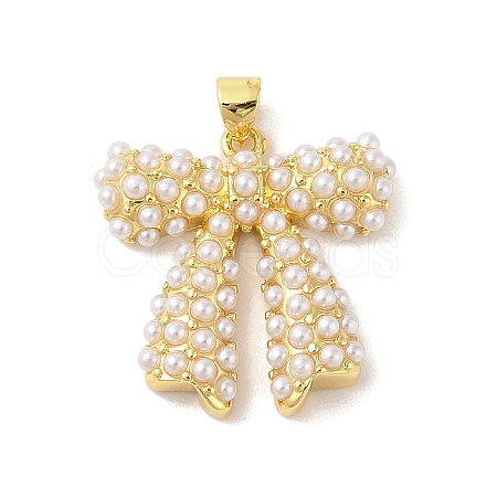 Rack Plating Brass ABS Pearl Pendants X-KK-S380-05G-1