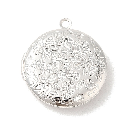 Rack Plating Brass Locket Pendants KK-K277-06S-1