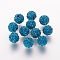 Polymer Clay Rhinestone Beads, Grade A, Round, Pave Disco Ball Beads, Capri Blue, 10x9.5mm, Hole: 1.5mm