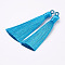 Nylon Tassels Big Pendant Decorations, Light Blue, 83~92x9~10mm, Hole: 1.5~4mm