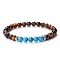 Simple Fashion Natural Tiger Eye & Synthetic Turquoise Beaded Stretch Bracelets for Women