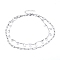 Non-Tarnish 304 Stainless Steel Chain Tiered Necklaces, Double Layer Necklaces, with Bar Link Chains, Paperclip Chains and Lobster Claw Clasps, Star, Stainless Steel Color, 14.17 inch(36cm)