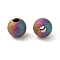 Titanium Beads, Round, Textured, Rainbow Color, 4x3.8mm, Hole:1mm