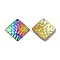 Ion Plating(IP) 304 Stainless Steel Pendants, Textured, Rhombus Charm, Rainbow Color, 19.5x19.5x2mm, Hole: 1.2mm