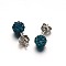 Polymer Clay Rhinestone Ball Stud Earrings, with Stainless Steel Stud Earring Findings, Stainless Steel Color, Blue Zircon, 6mm, Pin: 0.8mm