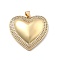 Rack Plating Brass with Cubic Zirconia Pendants, Long-Lasting Plated, Lead Free & Cadmium Free, Heart Charms, Real 18K Gold Plated, 27.5x28x6.5mm, Hole: 5x3.5mm