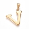 304 Stainless Steel Pendants, Golden, Initial Letter.V, 19.5x19.5x1.8mm, Hole: 3x7mm