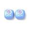 Spray Painted Alloy Enamel Beads, Square with Eye, Cornflower Blue, 10x10x4mm, Hole: 1.8mm