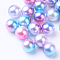 Rainbow Acrylic Imitation Pearl Beads, Gradient Mermaid Pearl Beads, No Hole, Round, Deep Sky Blue, 6mm, about 5000pcs/500g