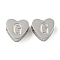 Tarnish Resistant 304 Stainless Steel Beads, Heart with Letter, Stainless Steel Color, Letter G, 7x8x3mm, Hole: 2mm