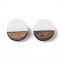 Resin & Wood Cabochons, Flat Round, White, 10x2.5~4mm