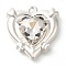 Rack Plating Alloy Pendants, with Rhinestone, Heart, Clear, 20.5x19.5x6mm, Hole: 1.5mm