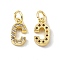 Real 18K Gold Plated Brass Micro Pave Clear Cubic Zirconia Charms, with Jump Ring, Letter.C, 11.5x6x2.5mm, Hole: 3.4mm