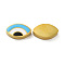 Ion Plating(IP) 304 Stainless Steel Beads, with Enamel, Real 18K Gold Plated, Eye, White, 8x13.5x3mm, Hole: 1.8mm