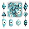 32Pcs 8 Style Platinum Alloy Enamel Links Connectors, Heart & Triangle & Rhombus & Quadrangle & Rectangle & Flat Round with Evil Eye, Sky Blue, 17.5~31x11~16x4~4.5mm, Hole: 1.2~1.8mm, 4pcs/style