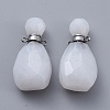 Faceted Natural White Jade Openable Perfume Bottle Pendants G-E564-10A-P-2