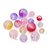 190Pcs 15 Style Frosted Spray Painted Glass Beads Strands GLAA-FS0001-27-3