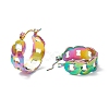 304 Stainless Steel Cuban Link Chunky Hoop Earrings for Women Ion Plating(IP) EJEW-P197-07MC-2