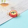 Halloween/Christmas Theme Flat Round Polymer Clay Links Connectors PALLOY-JF00713-5