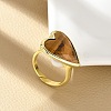 Heart Brass Natural Tiger Eye Finger Rings X-RJEW-D304-01G-D-4