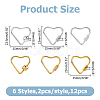 12Pcs 6 Styles Stainless Steel Screw Locking Carabiner STAS-HS0001-62-2