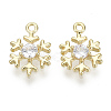 Brass Micro Pave Clear Cubic Zirconia Charms KK-S348-527-NF-1