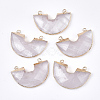Electroplate Natural Quartz Crystal Semi Circle Pendants G-S344-42H-1