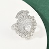 Brass Micro Pave Clear Cubic Zirconia Cuff Rings RJEW-P155-04D-P-2
