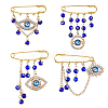 4Pcs Blue Evil Eye Alloy Rhinestone Charm Kilt Pins JEWB-FH00039-1