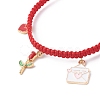 Heart Envelope Rose Alloy Enamel Charm Bracelet BJEW-JB08682-02-4