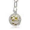 Silver Color Plated Brass Hollow Round Cage Pendants KK-J216-08S-2