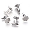Tarnish Resistant Flat Round Stainless Steel Cuffinks STAS-P207-08P-D-1