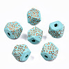 Painted Natural Wood Beads WOOD-T021-51A-06-1