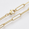 Brass Textured Paperclip Chain Necklace Making MAK-S072-01B-G-1