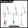 3Pcs 3 Styles Bullet Natural Amethyst & Green Aventurine & Rose Quartz Dowsing Pendulums PALLOY-GO00041-2