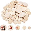 96Pcs 5 Style Natural Wood Circle Pendants WOOD-NB0001-83-1