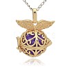 Golden Tone Brass Hollow Round Cage Pendants KK-J237-03G-3
