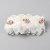 Polyester Flower Lace Ribbons with Faux Feather SRIB-WH0011-245-2