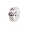 Wave Edge Rondelle Rack Plating Brass Cubic Zirconia European Beads KK-L236-12S-1