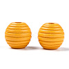 Painted Natural Wood Beehive Beads WOOD-S049-04B-09-3