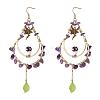 Natural Amethyst Chips Beaded Big Teardrop Dangle Earrings EJEW-SW00016-03-1