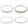 4Pcs 3 Style Brass Rhinestone Tennis Stretch Bracelet Sets for Girlfriend BJEW-FS0001-06-1