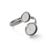 Non-Tarnish 304 Stainless Steel Open Cuff Ring Findings X-STAS-E124-05E-P-2