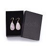 Teardrop Natural Rose Quartz Dangle Earrings EJEW-JE02998-03-3