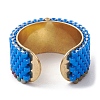 304 Stainless Steel Open Cuff Ring with Glass Seed Beaded RJEW-MZ00014-02-3