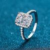 Rhodium Plated 925 Sterling Silver Micro Pave 8.2x4.9mm Moissanite Finger Rings for Women WG8E258-76-3