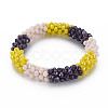 Crochet Glass Beads Braided Stretch Bracelet BJEW-T016-08L-1