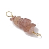 10Pcs 5 Styles Constellation Natural Citrine & Black Tourmaline & Aquamarine & Strawberry Quartz & Rose Quartz Copper Wire Wrapped Chip Beaded Connector Charms PALLOY-JF02905-01-5