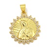 Virgin Mary Theme Rack Plating Brass Micro Pave Cubic Zirconia Pendants KK-C074-23G-03-1